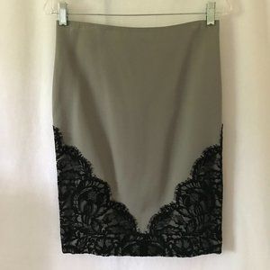 Artelier Nicole Miller Silk-Blend Skirt with Lace
